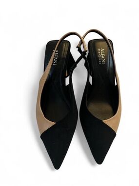 Alfani Black and Tan Two-Tone Pointed Slingback Pumps